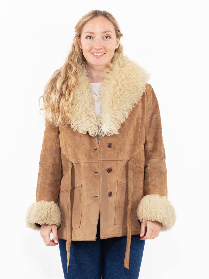 Vintage 70's Penny Lane Suede Sherpa Jacket in Beige