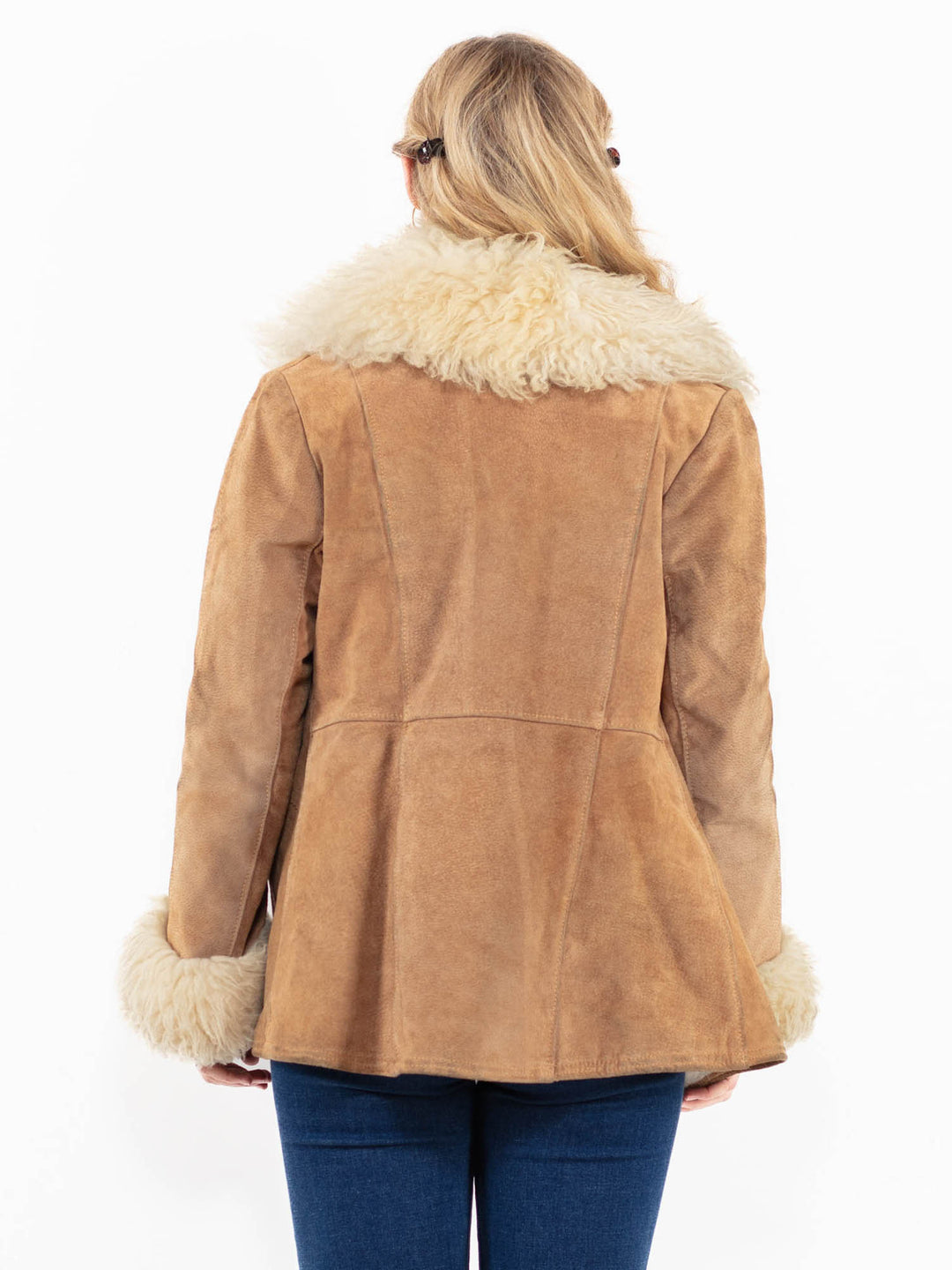 Vintage 70's Penny Lane Suede Sherpa Jacket in Beige