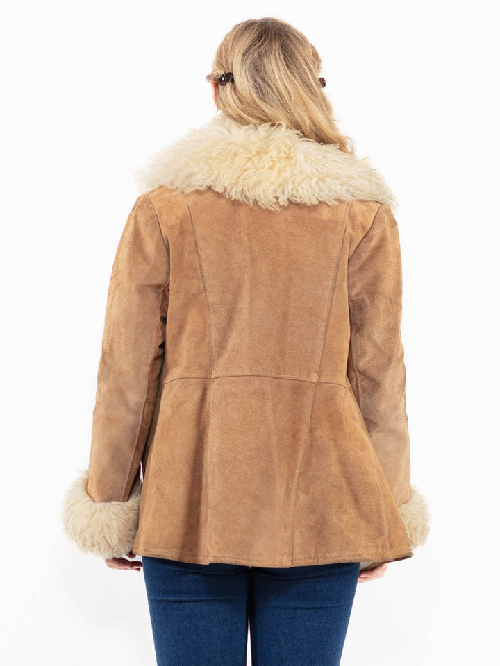 Vintage 70's Penny Lane Suede Sherpa Jacket in Beige