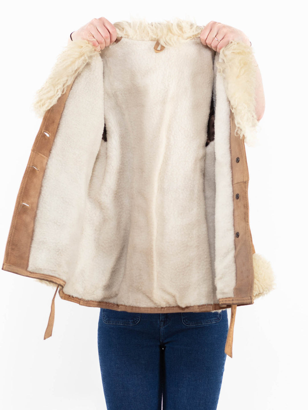 Vintage 70's Penny Lane Suede Sherpa Jacket in Beige