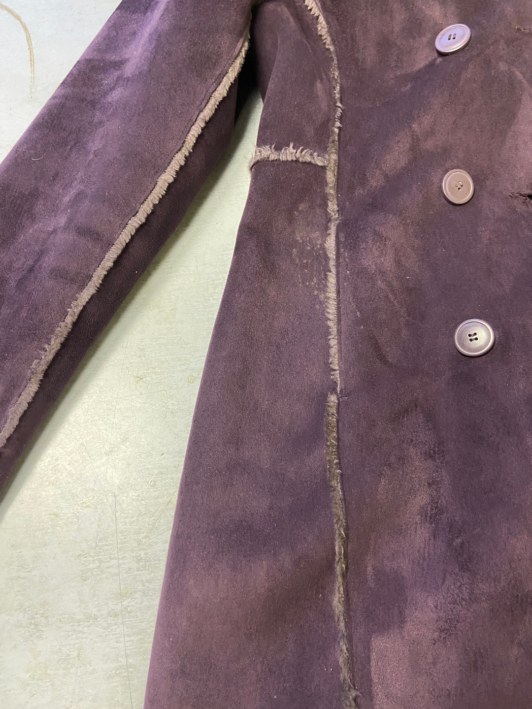 Vintage 90's Women Faux Sheepskin Coat in Purple - NorthernGrip