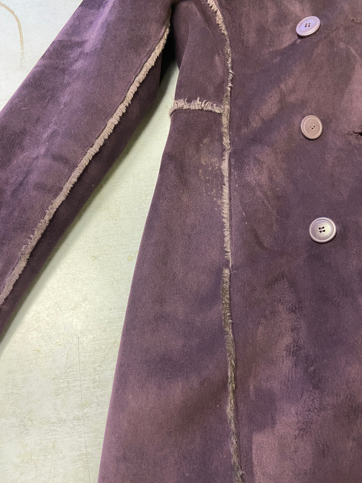 Vintage 90's Women Faux Sheepskin Coat in Purple - NorthernGrip