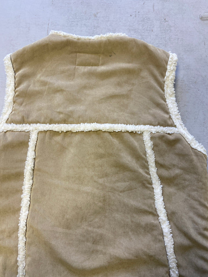 Vintage 00's Women Faux Sheepskin Vest in Beige - NorthernGrip