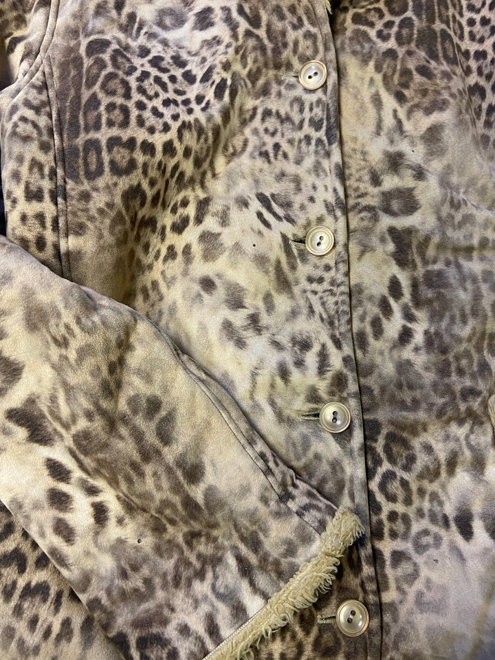 Vintage 00's Women Leopard Sherpa Coat in Beige - NorthernGrip