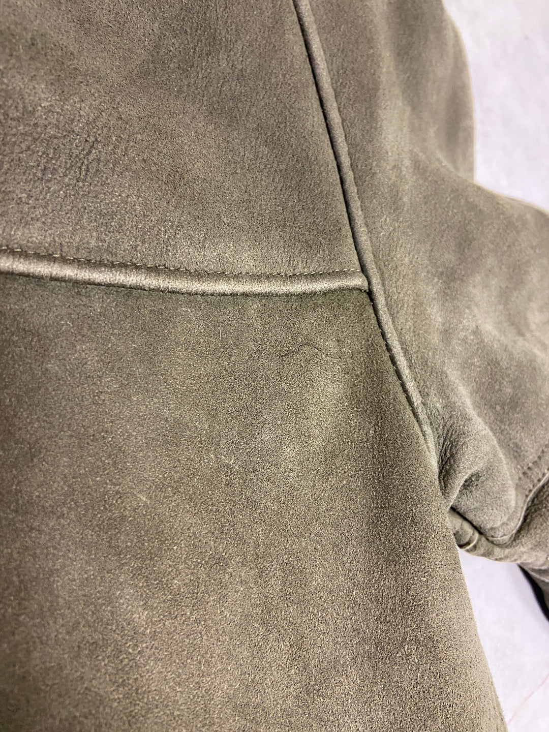 Vintage 70's Women Sheepskin Long Coat in Faded Green