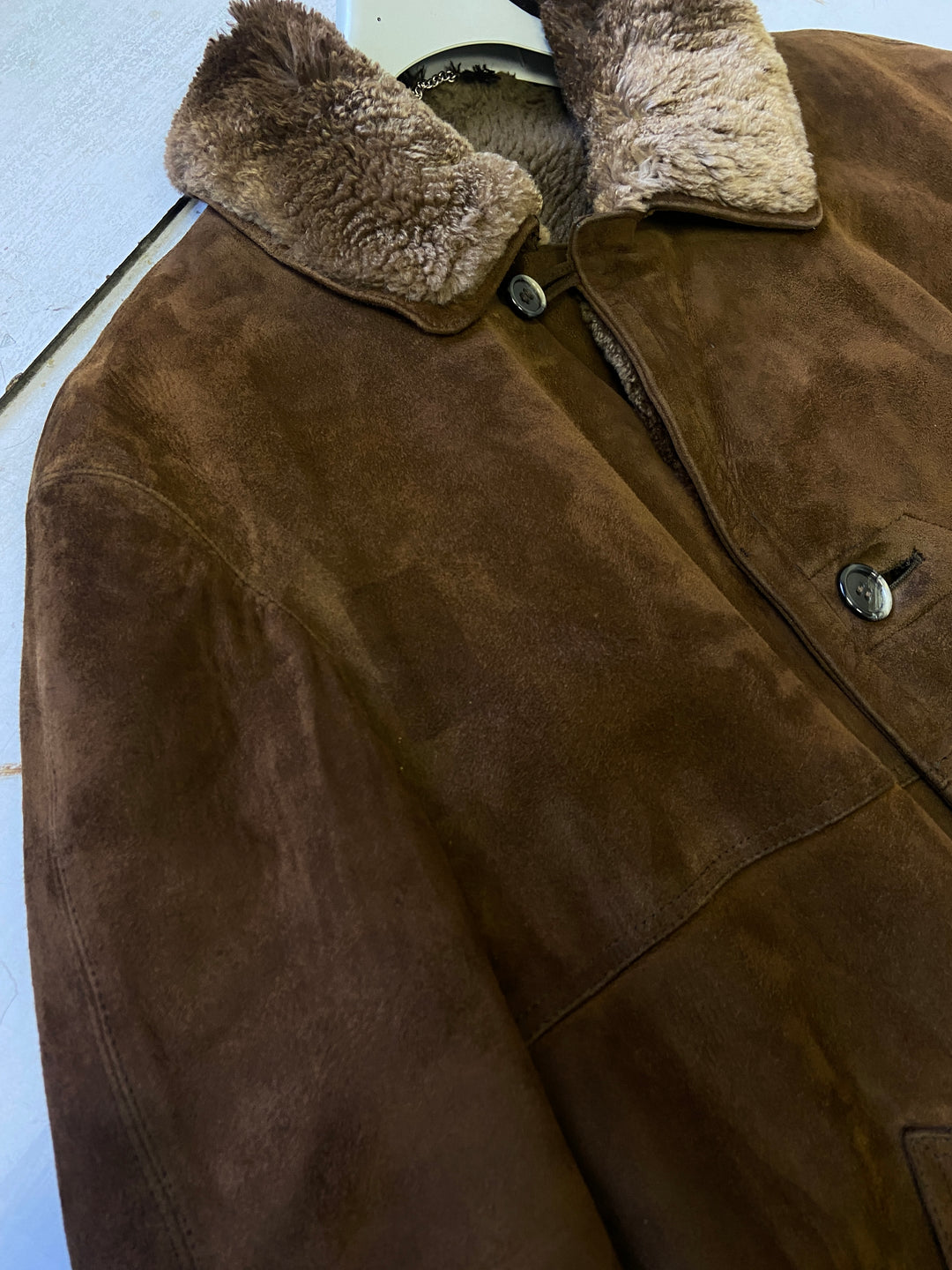 Vintage 70's Men Suede Sherpa Coat in BrownZ1007
