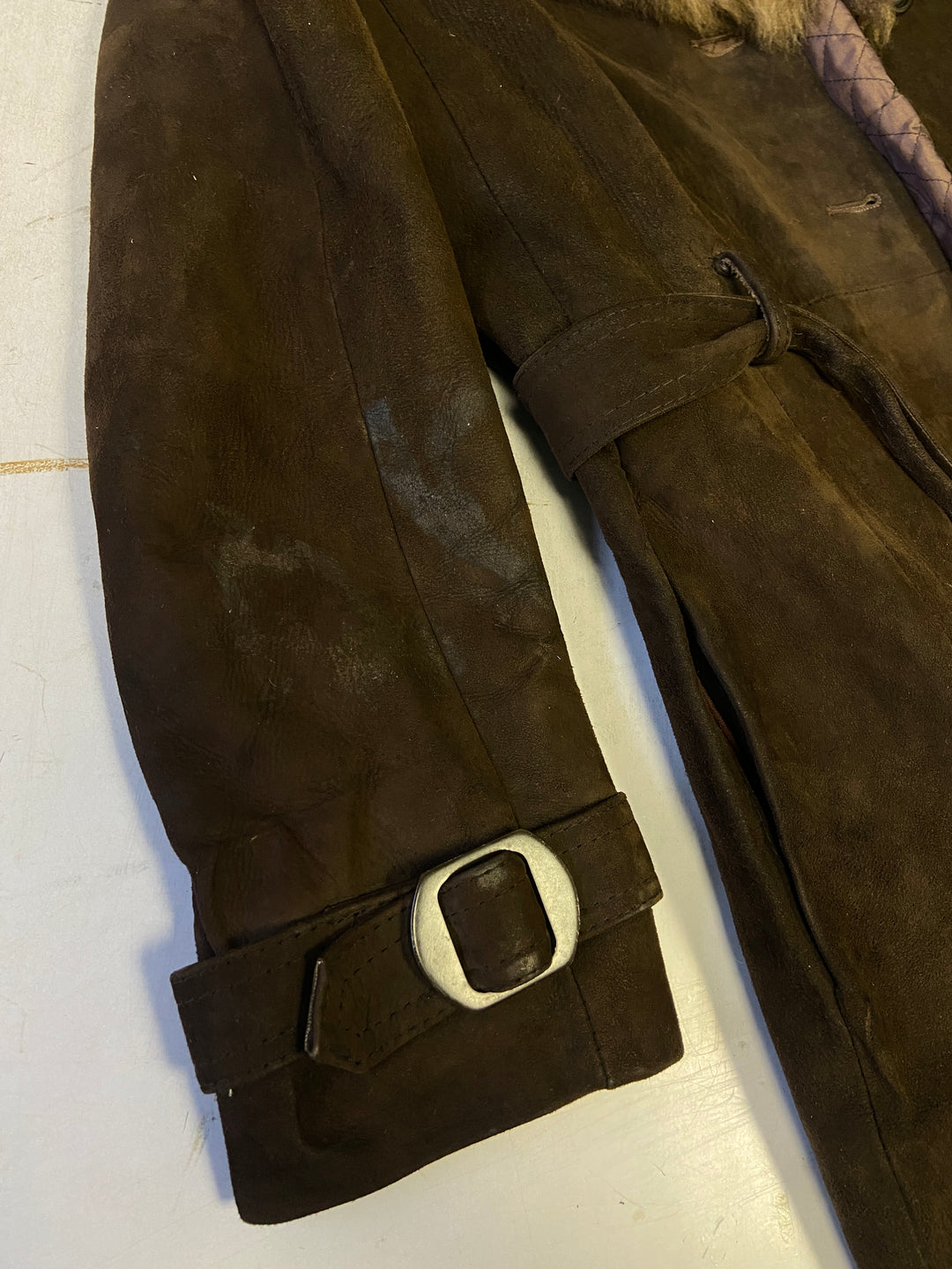 Vintage 70's Women Suede Sherpa in BrownV9181
