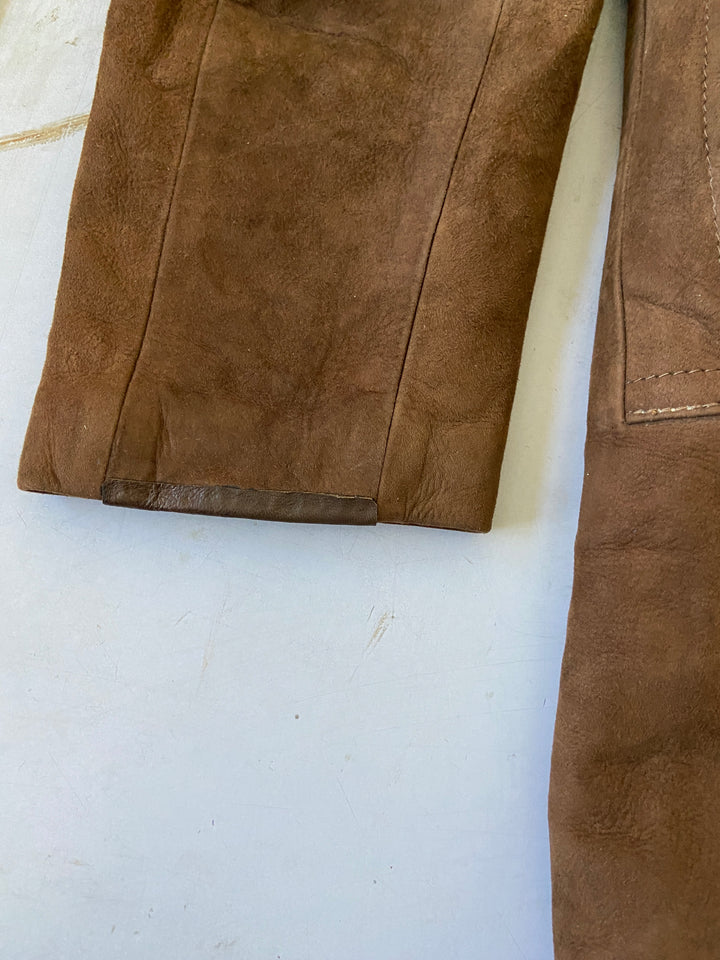 Vintage 70's Men Suede Sherpa Coat in BrownZ624