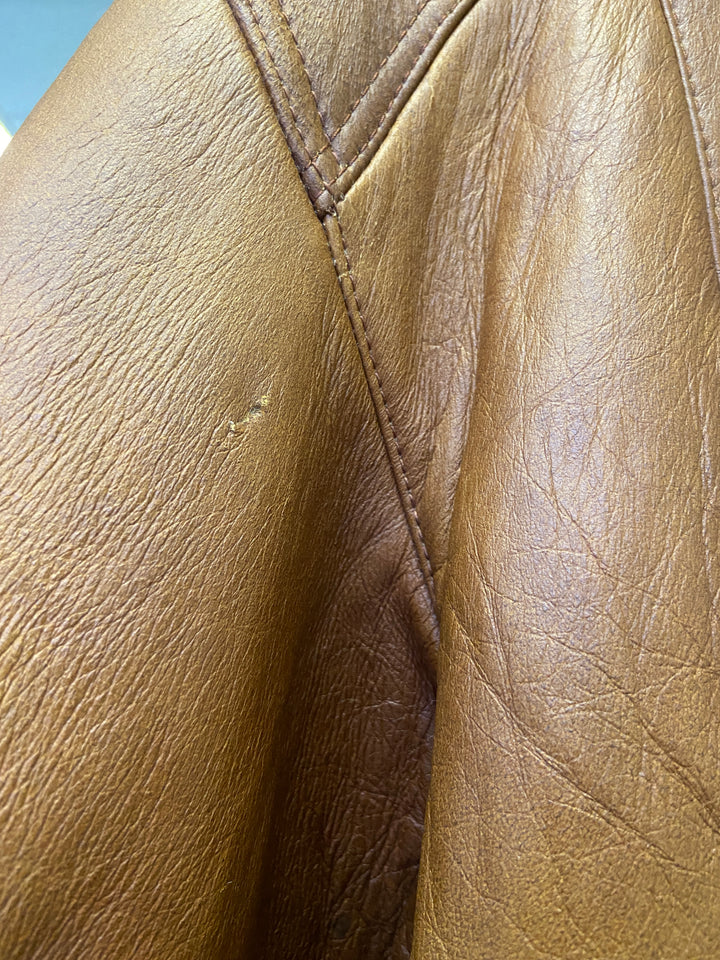 Vintage 80's Men Sheepskin Shearling Coat in BrownZ626