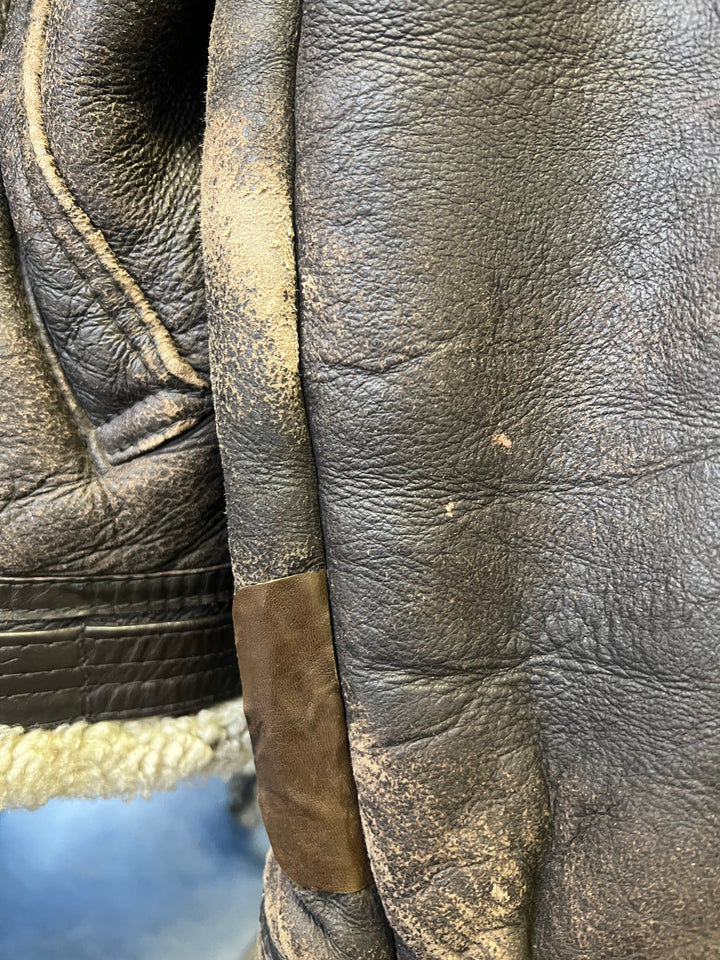 Vintage 80's Men B-3 Sheepskin Aviator Jacket in Brown Contract 920315