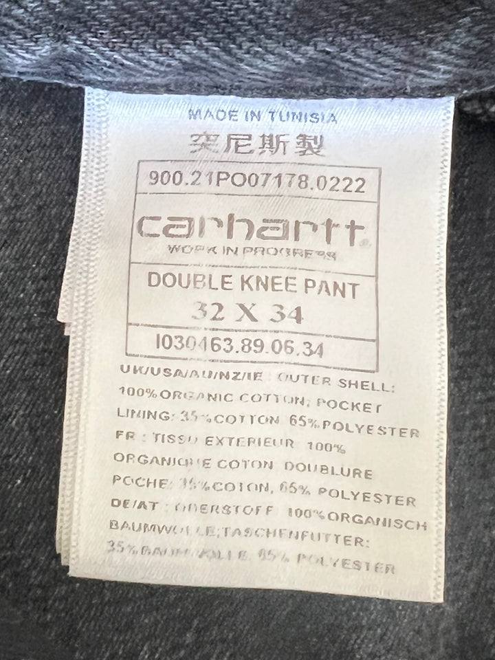 Vintage 00's Carhartt Double Knee Carpenter Pants Black Washed Workwear 32x34