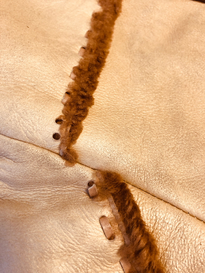 Vintage 90's Women Boho Sheepskin Jacket in Beige - NorthernGrip