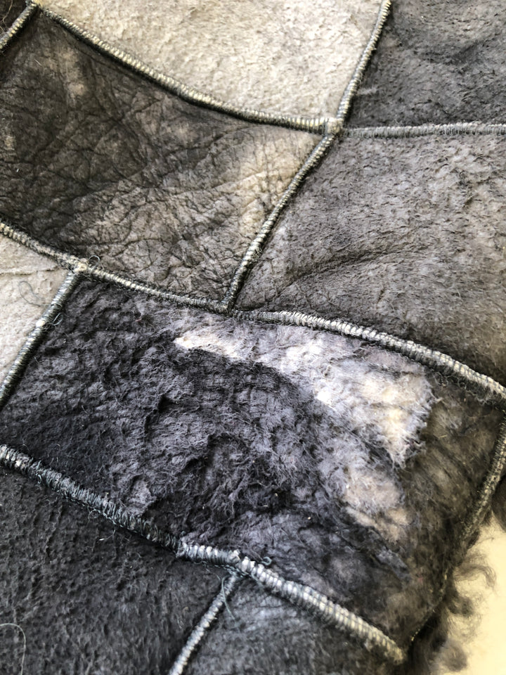 Vintage 70's Women Patchwork Sheepskin Vest in Grey - NorthernGrip