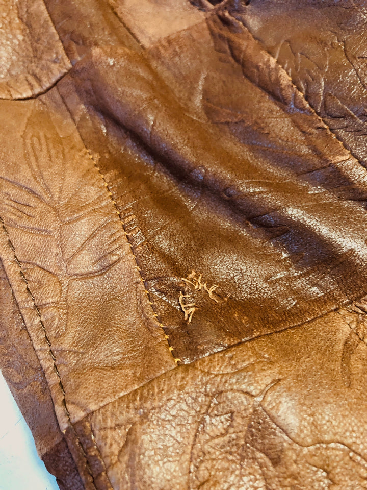 Vintage 80's Men Sherpa Lined Patchwork Leather Vest in Brown - NorthernGrip