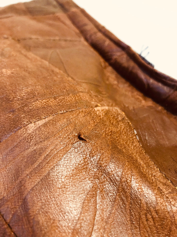 Vintage 80's Men Sherpa Lined Patchwork Leather Vest in Brown - NorthernGrip