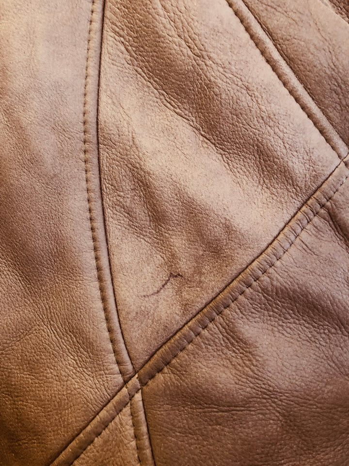 Vintage 80's Women Sheepskin Leather Coat in Brown - NorthernGrip