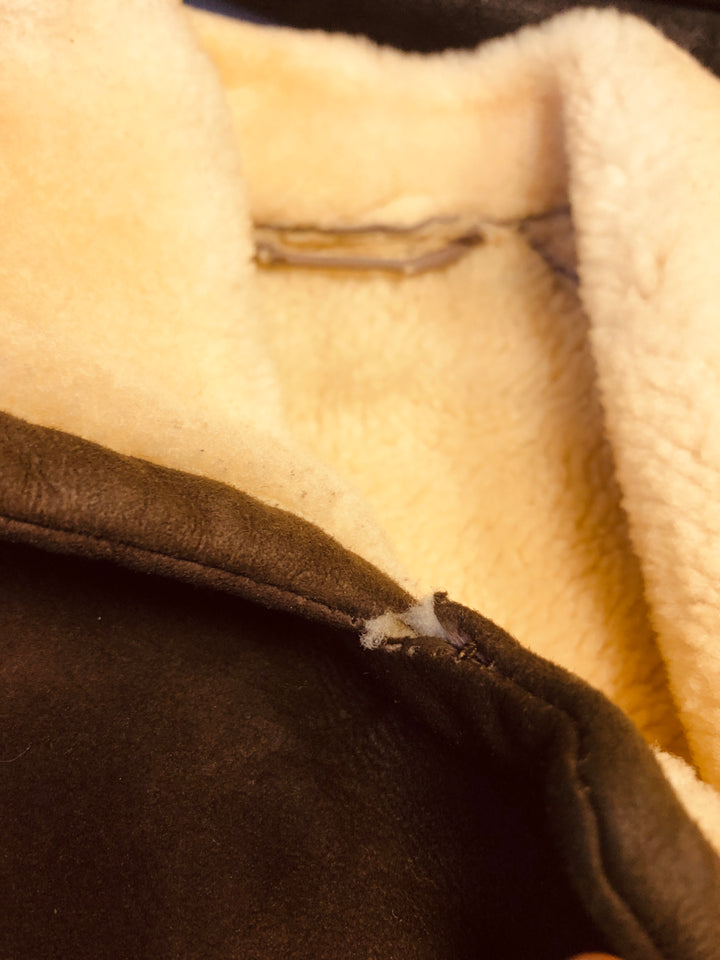 Vintage 70's Women Western Sheepskin Suede Coat in Brown - NorthernGrip
