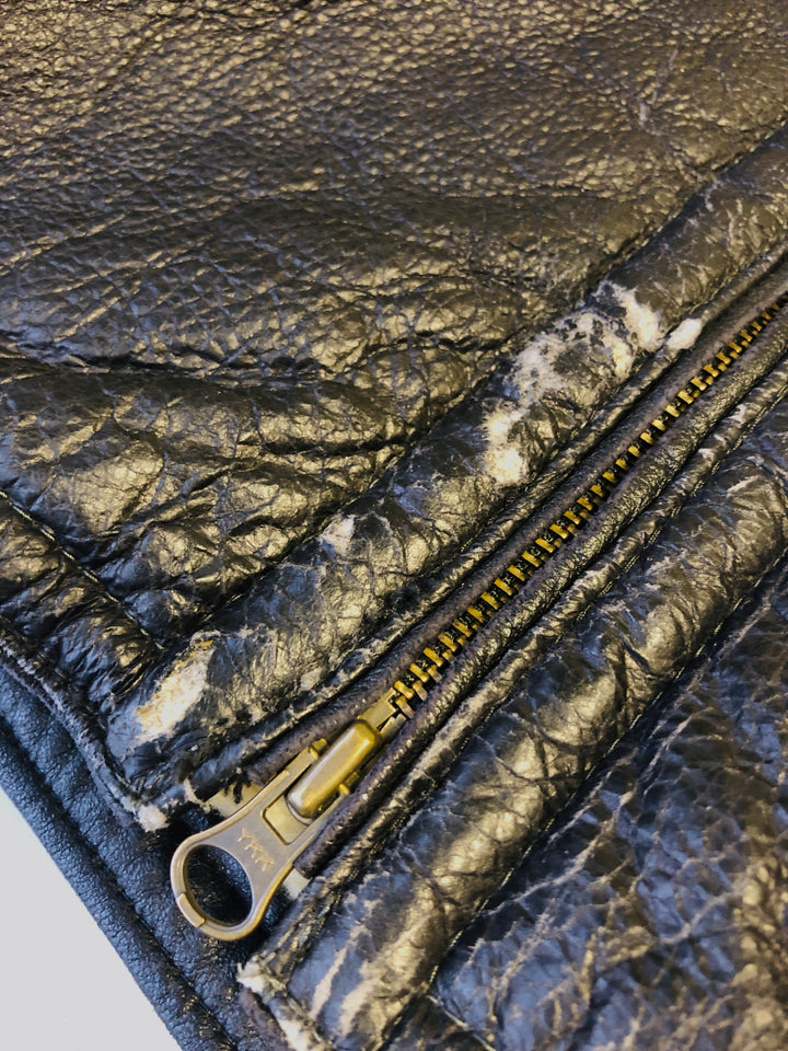 Vintage 70's Men Distressed Sheepskin Jacket in Black - NorthernGrip
