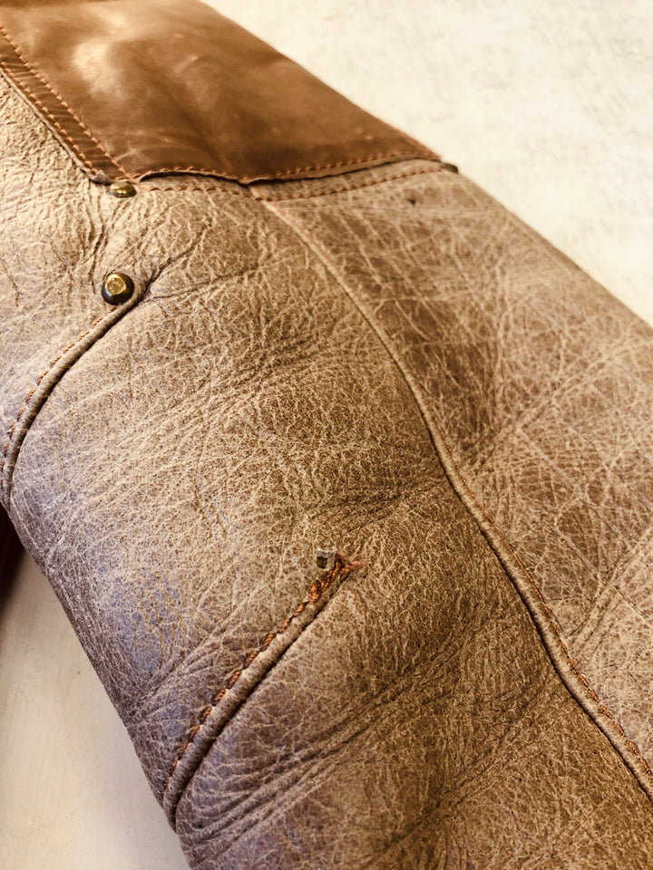 Vintage 00's Men Lagerfeld Sheepskin Bomber Jacket in Brown - NorthernGrip