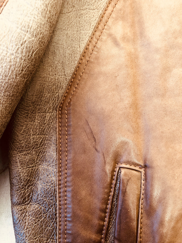 Vintage 00's Men Lagerfeld Sheepskin Bomber Jacket in Brown - NorthernGrip