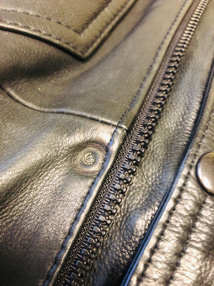 Vintage 90's Women Heavy Leather Biker Jacket in Black - NorthernGrip