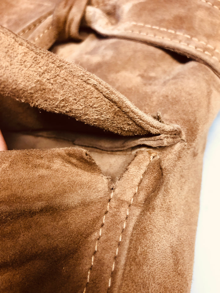 Vintage 70's Men Belted Suede Sherpa Coat in Brown - NorthernGrip
