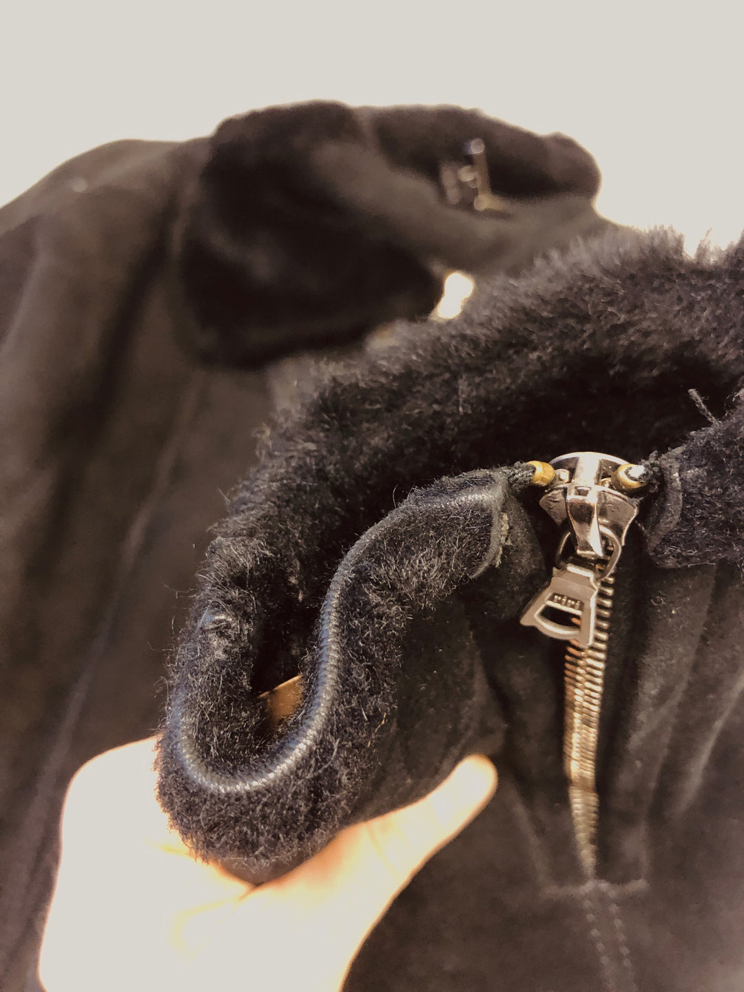 Vintage 90's Women Sheepskin Biker Jacket in Black - NorthernGrip