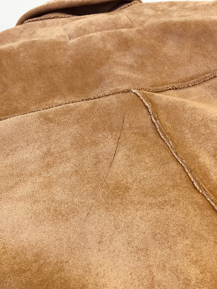 Vintage 90's Men Faux Sheepskin Coat in Beige - NorthernGrip
