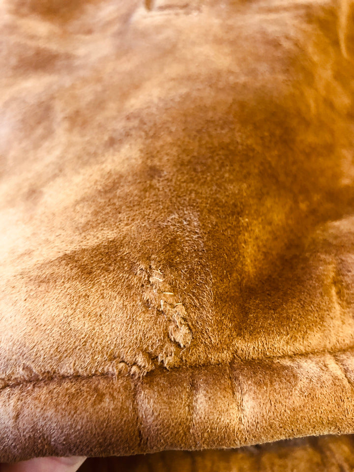 Vintage 80's Men Sherpa Lined Suede Jacket in Brown - NorthernGrip