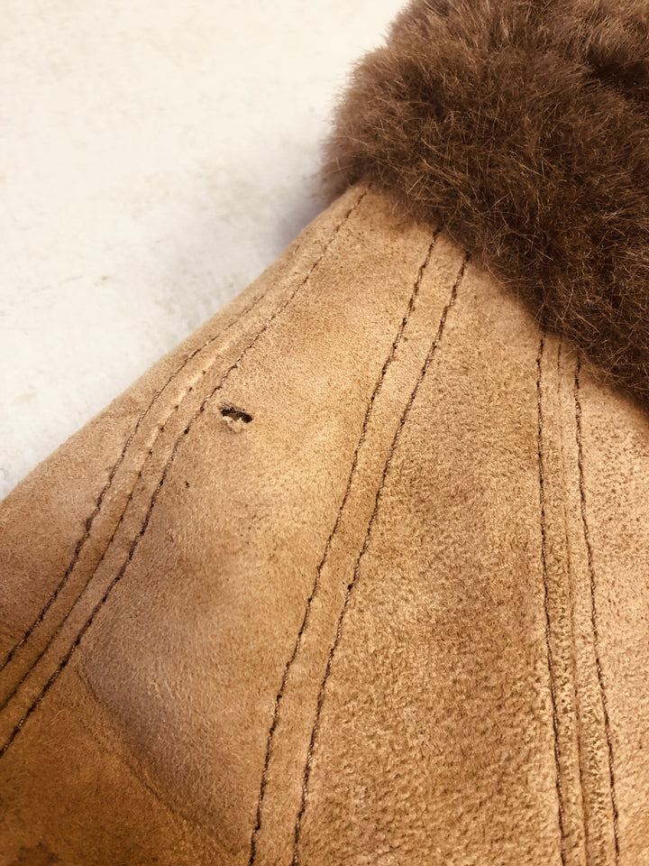 Vintage 80's Women Long Sheepskin Coat in Brown - NorthernGrip