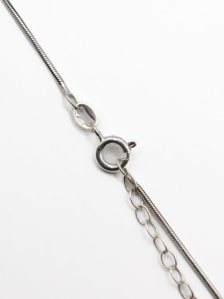 Vintage 80s Silver Green Cabochon Pendant Necklace