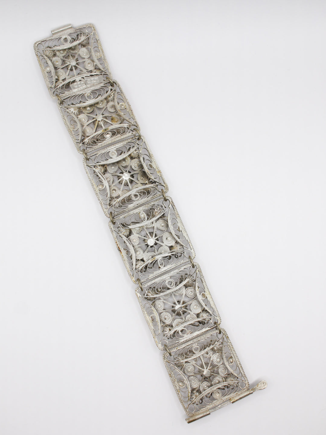 Vintage 925 Silver Floral Filigree Bracelet