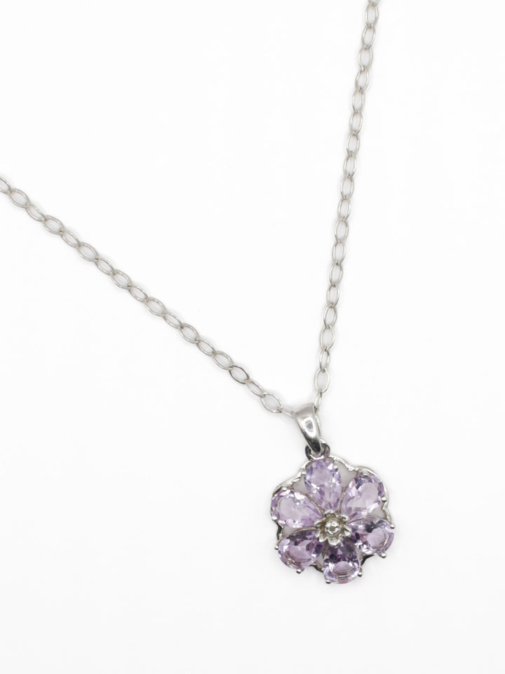 Vintage 90s Lavender Amethyst Silver Necklace