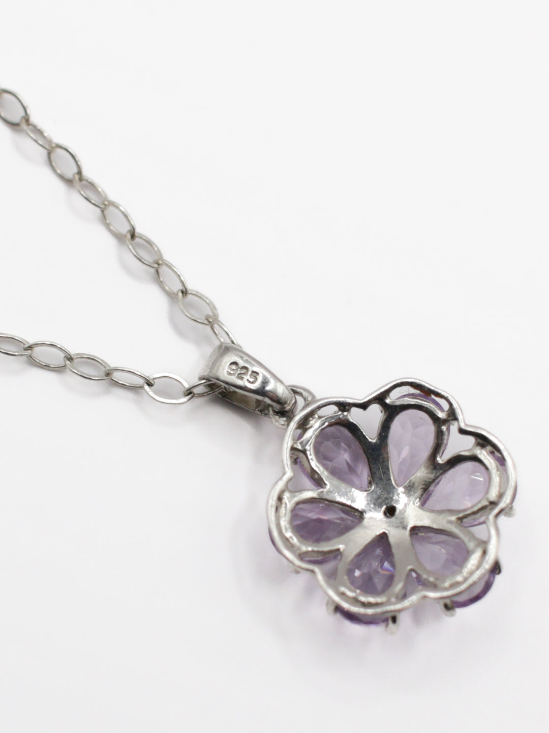 Vintage 90s Lavender Amethyst Silver Necklace