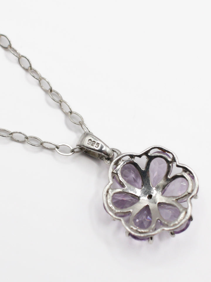 Vintage 90s Lavender Amethyst Silver Necklace