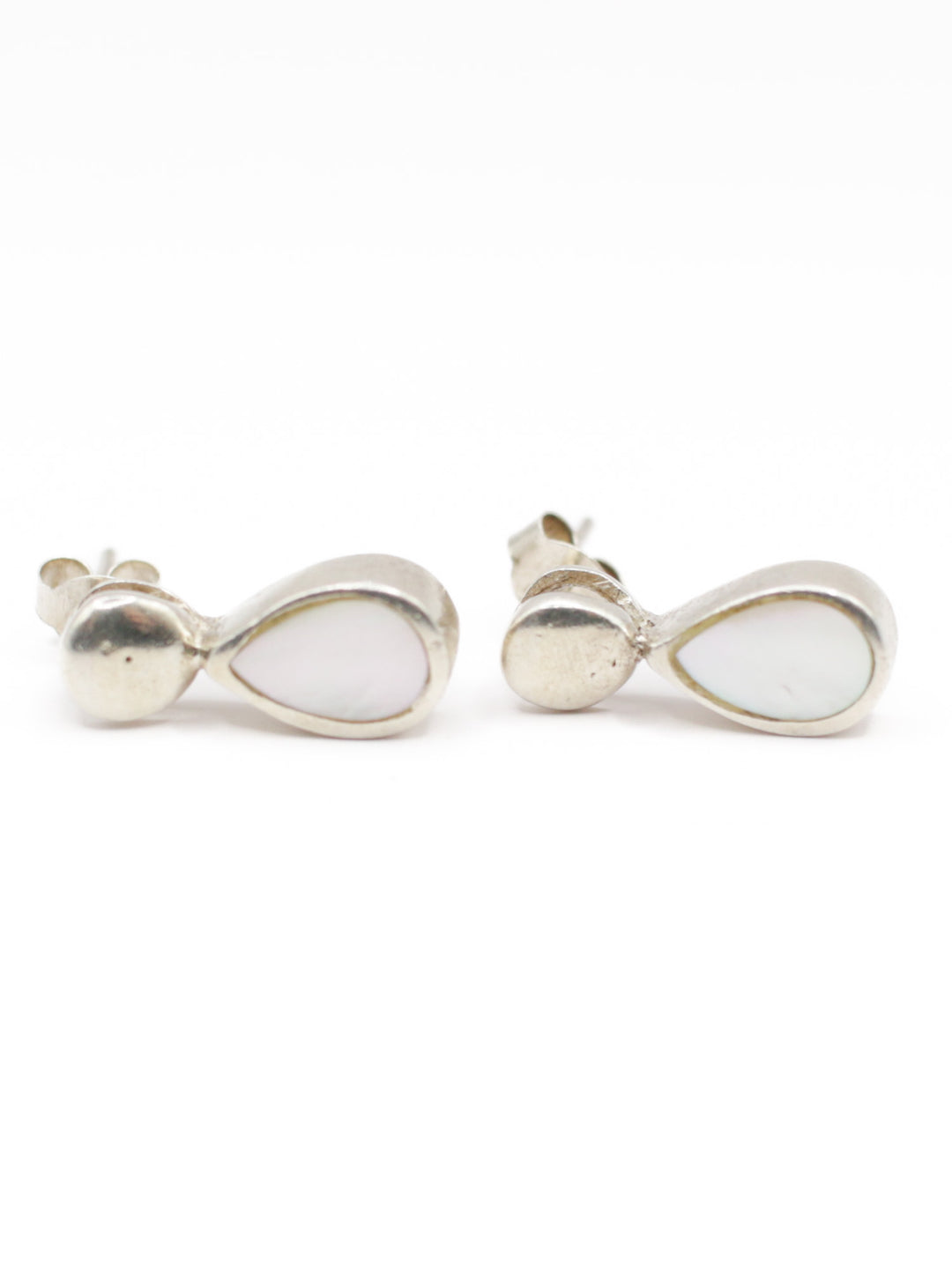 Vintage Sterling Silver Mother of Pearl Drop Earrings – 1990s