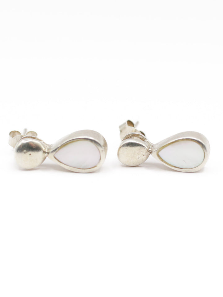 Vintage Sterling Silver Mother of Pearl Drop Earrings – 1990s