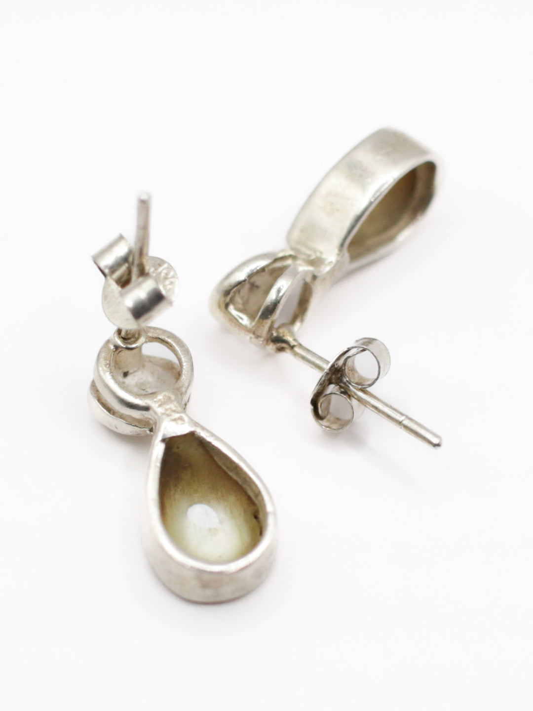 Vintage Sterling Silver Mother of Pearl Drop Earrings – 1990s