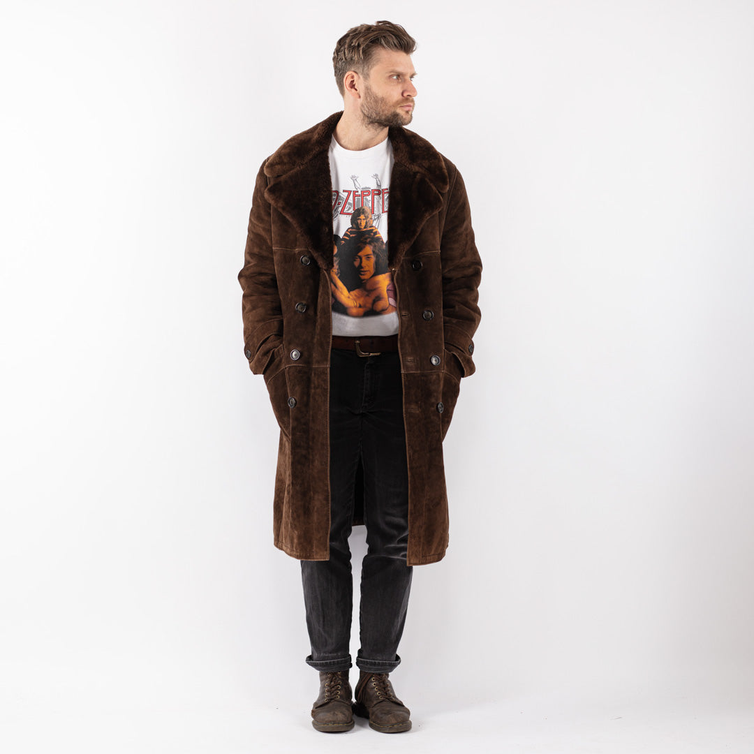 Vintage 70's Men Sheepskin Coat in Brown
