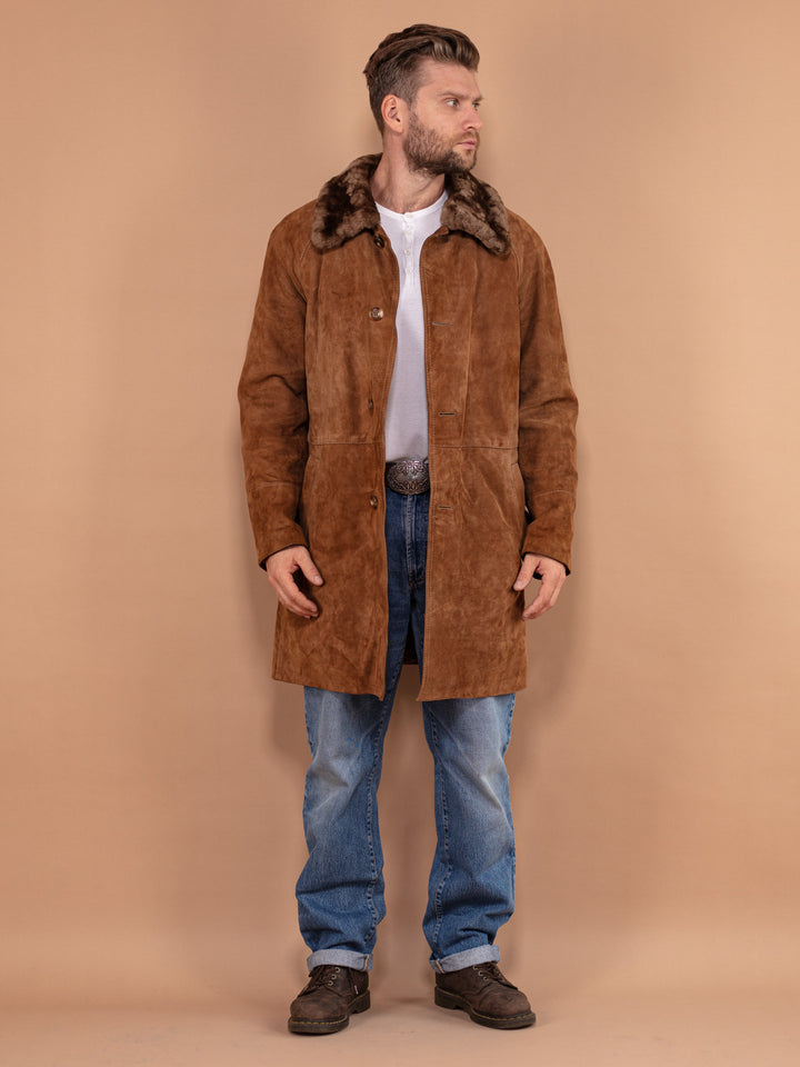 Vintage 70's Men Suede Sherpa Coat in Brown - NorthernGrip