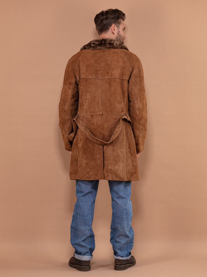 Vintage 70's Men Suede Sherpa Coat in Brown - NorthernGrip