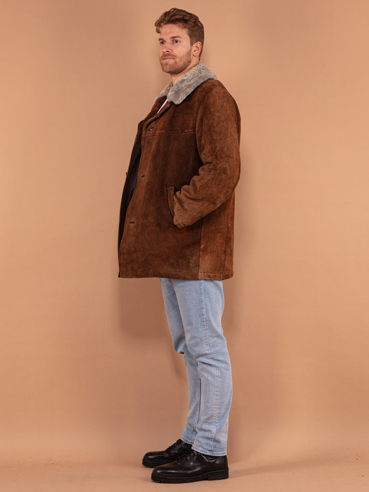 Vintage 70's Men Sheepskin Coat in Brown - NorthernGrip