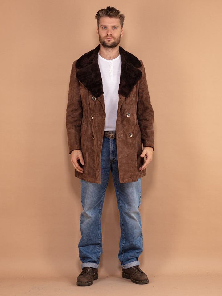 Vintage 70's Men Suede Sherpa Coat in Brown - NorthernGrip