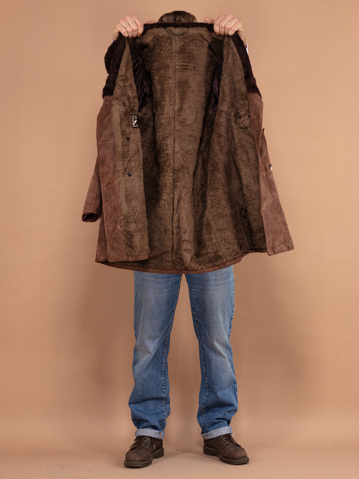 Vintage 70's Men Suede Sherpa Coat in Brown - NorthernGrip