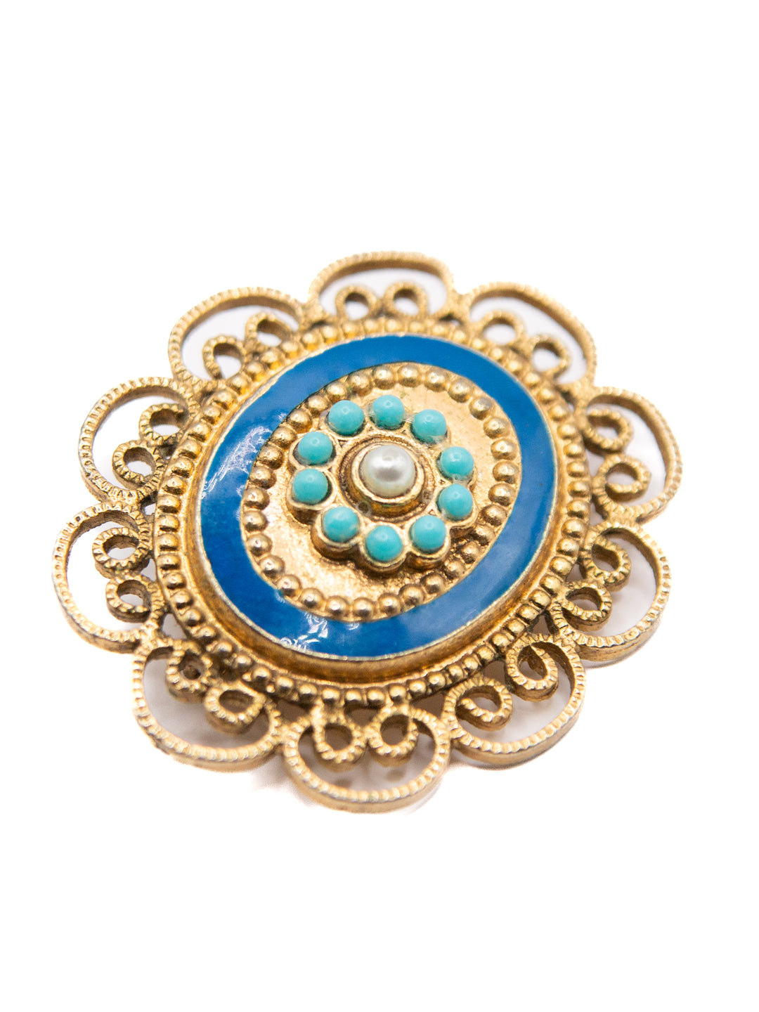 Vintage 70's Brooch in Blue