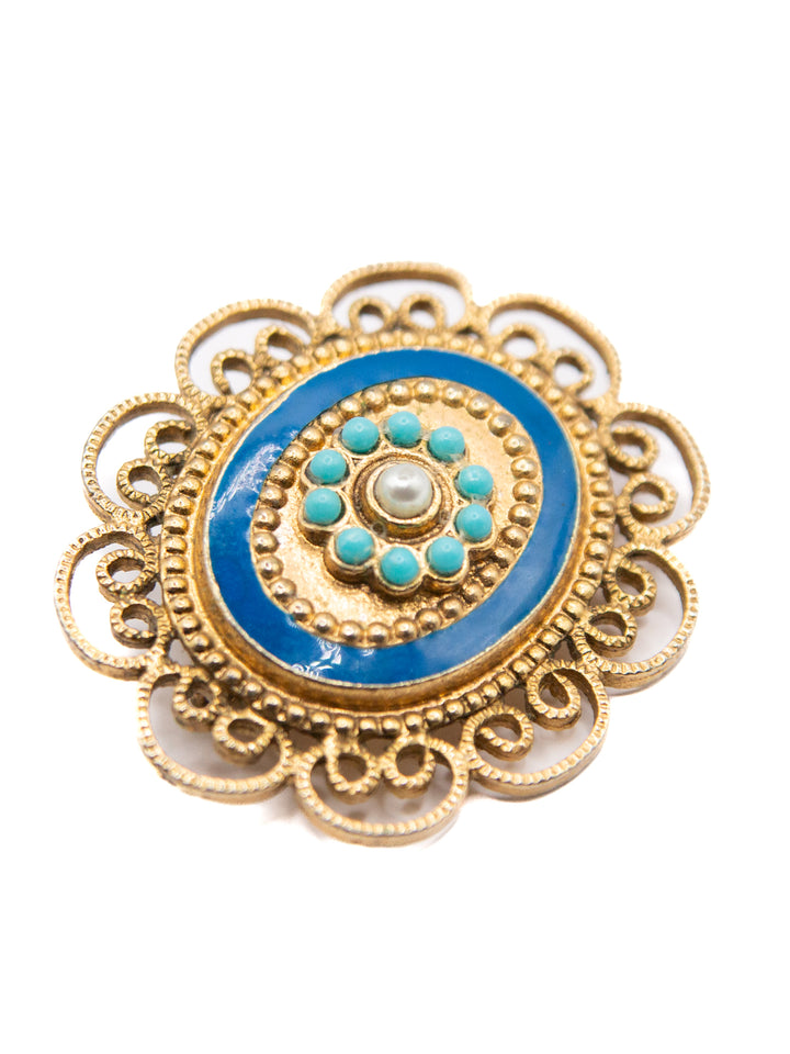 Vintage 70's Brooch in Blue
