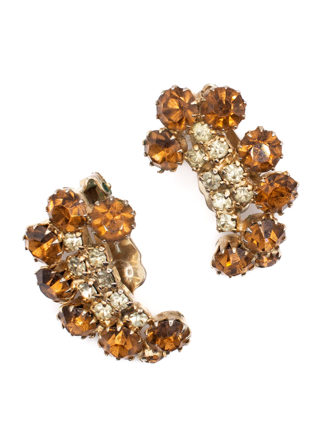 Vintage 50's Clip-on Earrings in Brown
