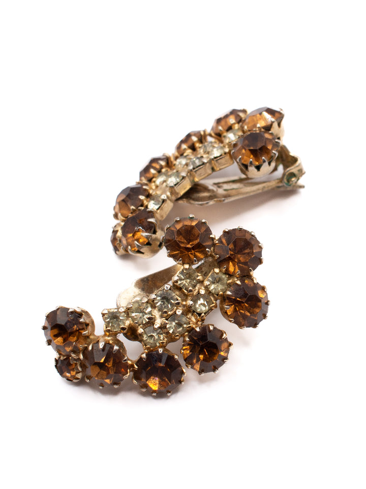 Vintage 50's Clip-on Earrings in Brown