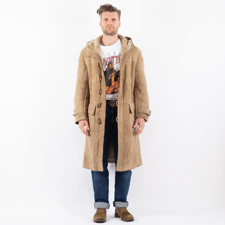 Vintage 90's Men Sheepskin Coat in BeigeZ1506