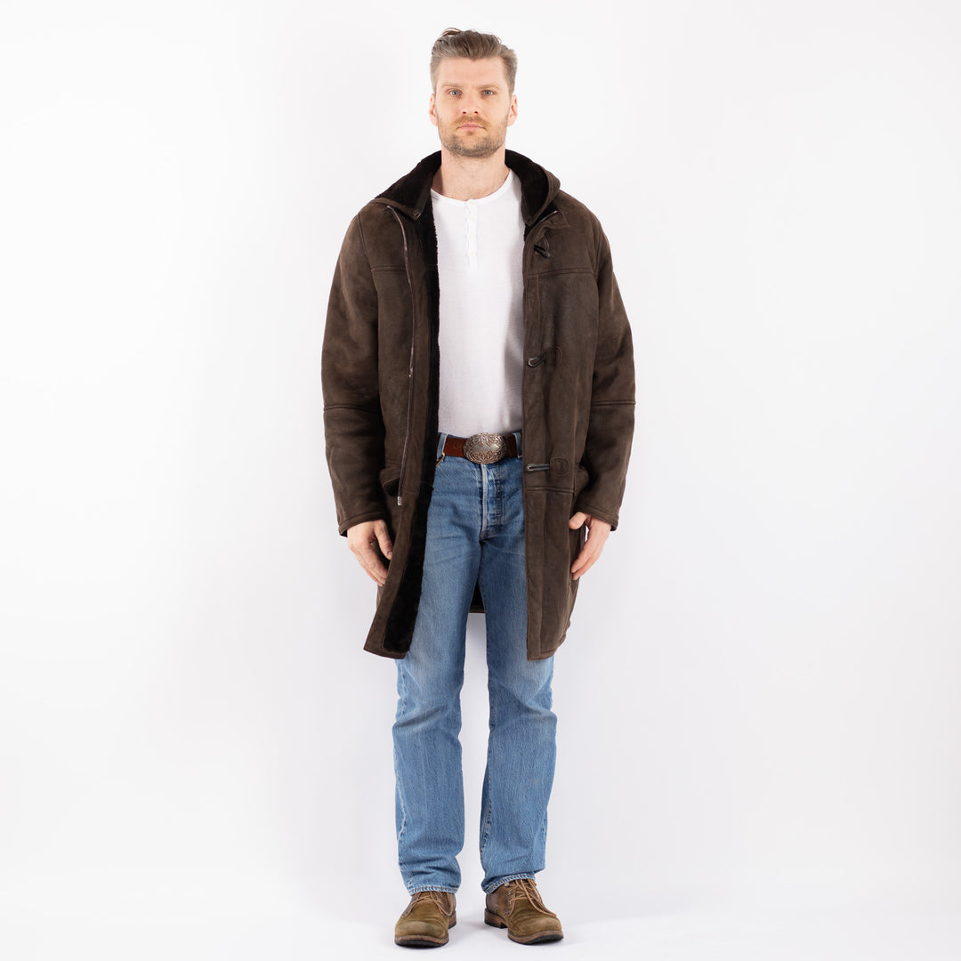 Vintage 90's Men Sheepskin Coat in BrownZ1398